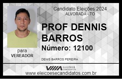 Candidato PROF DENNIS BARROS 2024 - ALVORADA - Eleições