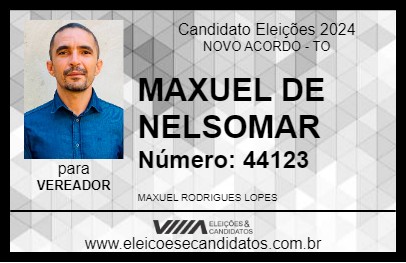 Candidato MAXUEL DE NELSOMAR 2024 - NOVO ACORDO - Eleições