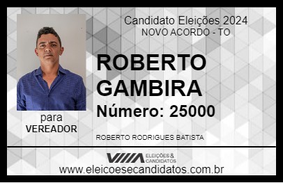 Candidato ROBERTO GAMBIRA 2024 - NOVO ACORDO - Eleições