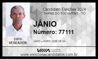 Candidato JÂNIO 2024 - TAIPAS DO TOCANTINS - Eleições