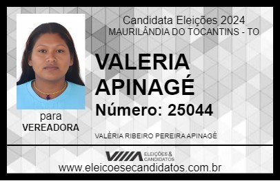 Candidato VALERIA APINAGÉ 2024 - MAURILÂNDIA DO TOCANTINS - Eleições