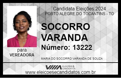 Candidato SOCORRO VARANDA 2024 - PORTO ALEGRE DO TOCANTINS - Eleições