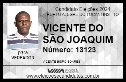 Candidato VICENTE DO SÃO JOAQUIM 2024 - PORTO ALEGRE DO TOCANTINS - Eleições