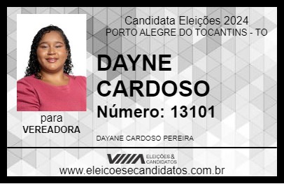 Candidato DAYNE CARDOSO 2024 - PORTO ALEGRE DO TOCANTINS - Eleições