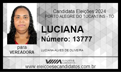 Candidato LUCIANA 2024 - PORTO ALEGRE DO TOCANTINS - Eleições