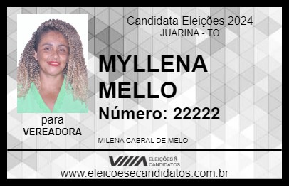 Candidato MYLLENA MELLO 2024 - JUARINA - Eleições