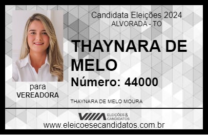 Candidato THAYNARA DE MELO 2024 - ALVORADA - Eleições