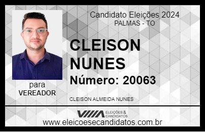 Candidato CLEISON NUNES  2024 - PALMAS - Eleições