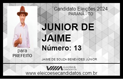 Candidato JUNIOR DE JAIME 2024 - PARANÃ - Eleições