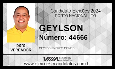 Candidato GEYLSON 2024 - PORTO NACIONAL - Eleições