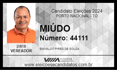 Candidato MIÚDO 2024 - PORTO NACIONAL - Eleições