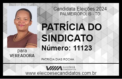 Candidato PATRÍCIA DO SINDICATO 2024 - PALMEIRÓPOLIS - Eleições