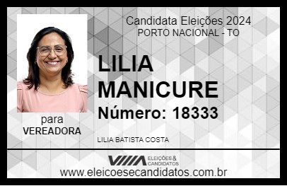 Candidato LILIA MANICURE 2024 - PORTO NACIONAL - Eleições