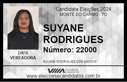 Candidato SUYANE RODRIGUES 2024 - MONTE DO CARMO - Eleições