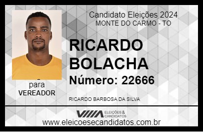 Candidato RICARDO BOLACHA 2024 - MONTE DO CARMO - Eleições