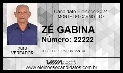 Candidato ZÉ GABINA 2024 - MONTE DO CARMO - Eleições