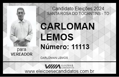 Candidato CARLOMAN LEMOS 2024 - SANTA ROSA DO TOCANTINS - Eleições