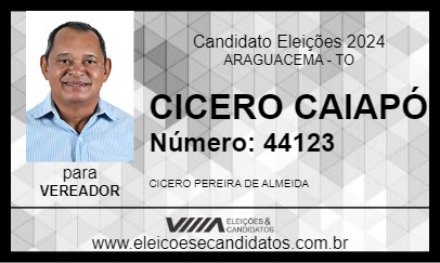 Candidato CICERO CAIAPÓ 2024 - ARAGUACEMA - Eleições