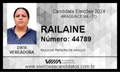 Candidato RAILAINE 2024 - ARAGUACEMA - Eleições