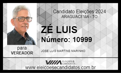 Candidato ZÉ LUIS  2024 - ARAGUACEMA - Eleições