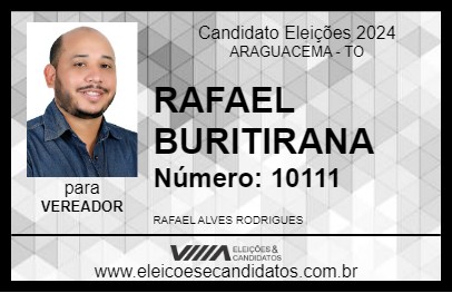 Candidato RAFAEL BURITIRANA  2024 - ARAGUACEMA - Eleições