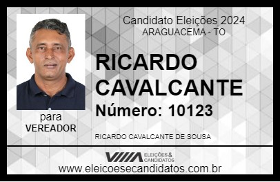 Candidato RICARDO CAVALCANTE  2024 - ARAGUACEMA - Eleições