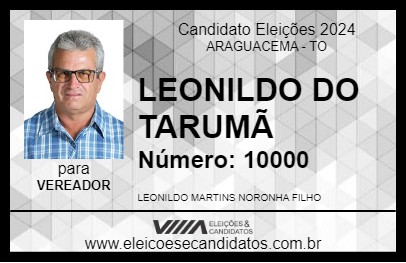 Candidato LEONILDO DO TARUMÃ 2024 - ARAGUACEMA - Eleições