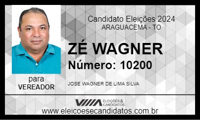 Candidato ZÉ WAGNER  2024 - ARAGUACEMA - Eleições