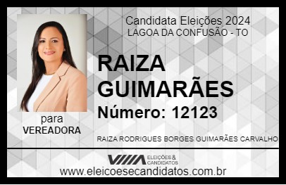 Candidato RAIZA GUIMARÃES 2024 - LAGOA DA CONFUSÃO - Eleições