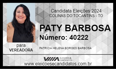 Candidato PATY BARBOSA 2024 - COLINAS DO TOCANTINS - Eleições