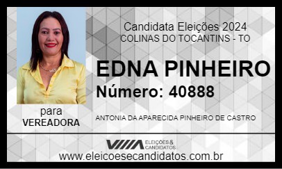 Candidato EDNA PINHEIRO 2024 - COLINAS DO TOCANTINS - Eleições