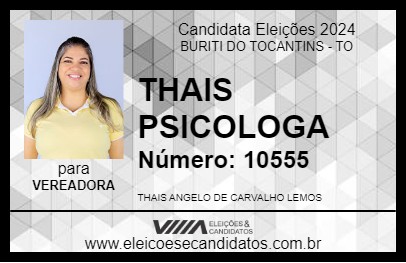 Candidato THAIS PSICOLOGA 2024 - BURITI DO TOCANTINS - Eleições