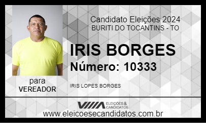 Candidato IRIS BORGES 2024 - BURITI DO TOCANTINS - Eleições