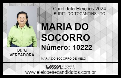 Candidato MARIA DO SOCORRO 2024 - BURITI DO TOCANTINS - Eleições