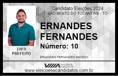 Candidato ERNANDES FERNANDES 2024 - SÃO BENTO DO TOCANTINS - Eleições