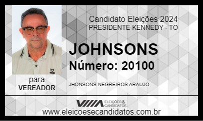 Candidato JOHNSONS 2024 - PRESIDENTE KENNEDY - Eleições