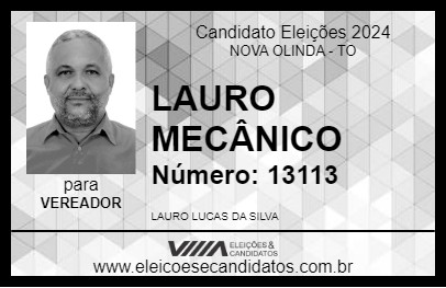 Candidato LAURO MECÂNICO 2024 - NOVA OLINDA - Eleições