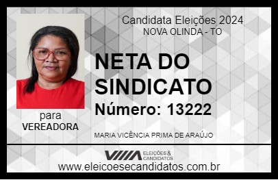 Candidato NETA DO SINDICATO 2024 - NOVA OLINDA - Eleições