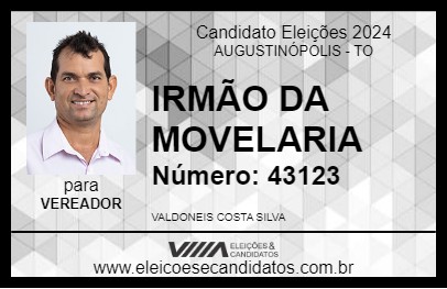 Candidato IRMÃO DA MOVELARIA 2024 - AUGUSTINÓPOLIS - Eleições