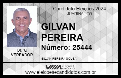 Candidato GILVAN PEREIRA 2024 - JUARINA - Eleições