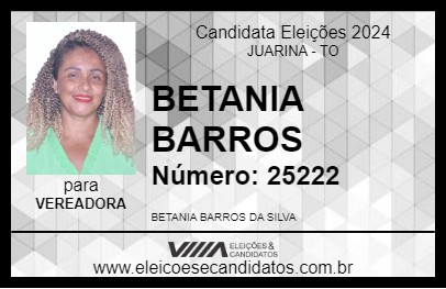 Candidato BETANIA BARROS 2024 - JUARINA - Eleições