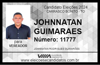 Candidato JOHNNATAN GUIMARAES 2024 - CARRASCO BONITO - Eleições