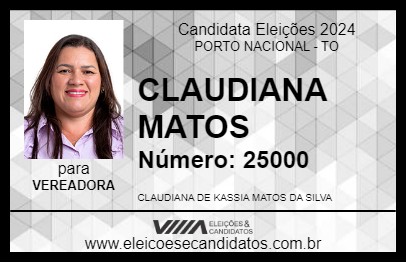 Candidato CLAUDIANA MATOS 2024 - PORTO NACIONAL - Eleições