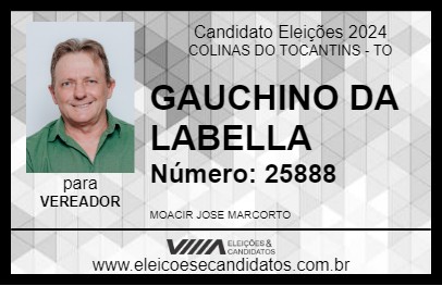 Candidato GAUCHINHO DA LABELLA 2024 - COLINAS DO TOCANTINS - Eleições