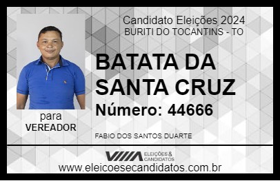 Candidato BATATA DA SANTA CRUZ 2024 - BURITI DO TOCANTINS - Eleições