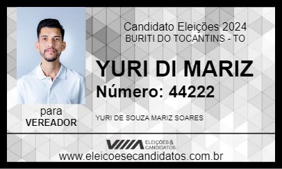 Candidato YURI DI MARIZ 2024 - BURITI DO TOCANTINS - Eleições