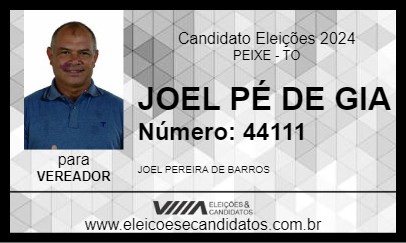 Candidato JOEL PÉ DE GIA 2024 - PEIXE - Eleições