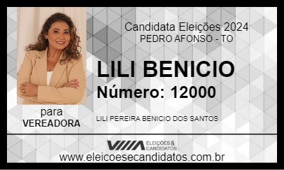 Candidato LILI BENICIO 2024 - PEDRO AFONSO - Eleições