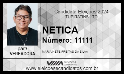 Candidato NETICA   2024 - TUPIRATINS - Eleições