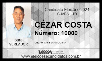 Candidato CÉZAR COSTA 2024 - GUARAÍ - Eleições